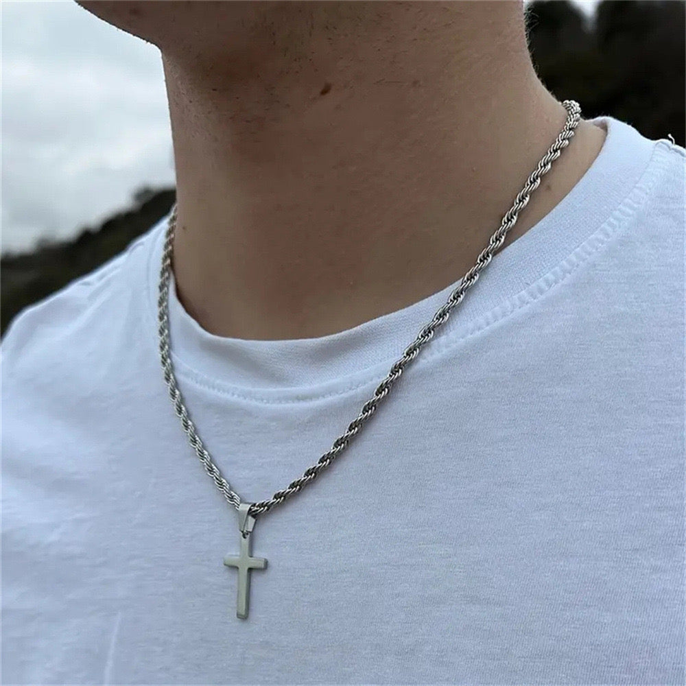 Mens Cross Pendant Necklace